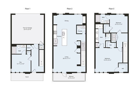 Floor plan for 3 beds, 2 baths, 2254 sqft